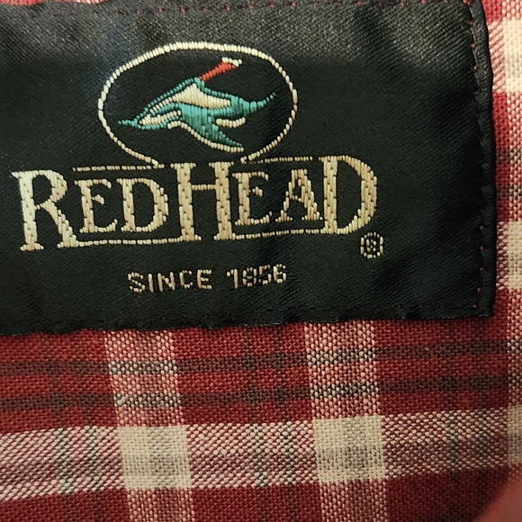 RedHead Men's Red Plaid Casual Button Up Shirt Top - Picture 6 of 11